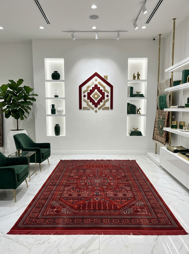 فرش تهران مدل ترنج لاکی سبز ۱۲۰۰ شانه ۳۶۰۰ تراکم