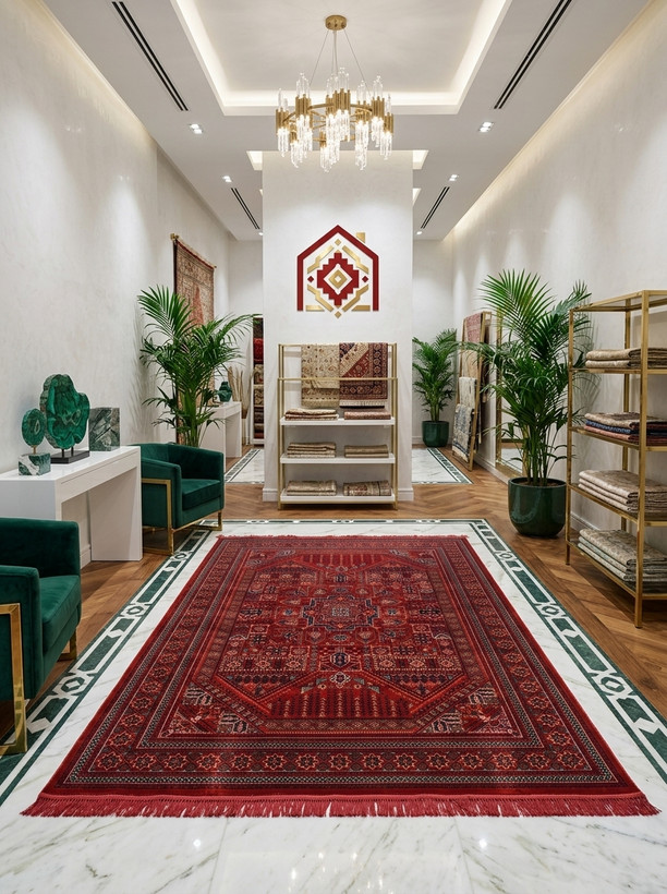 فرش تهران مدل ترنج لاکی سبز ۱۲۰۰ شانه ۳۶۰۰ تراکم