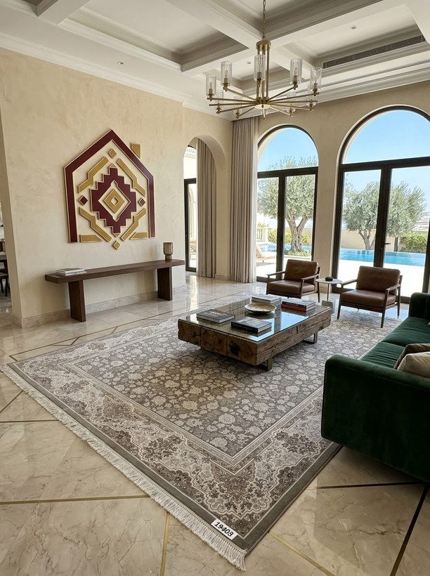فرش تندیس ماندگار مدل افشان ۱۹۴۰۳ شانه ۱۵۰۰ تراکم ۴۵۰۰