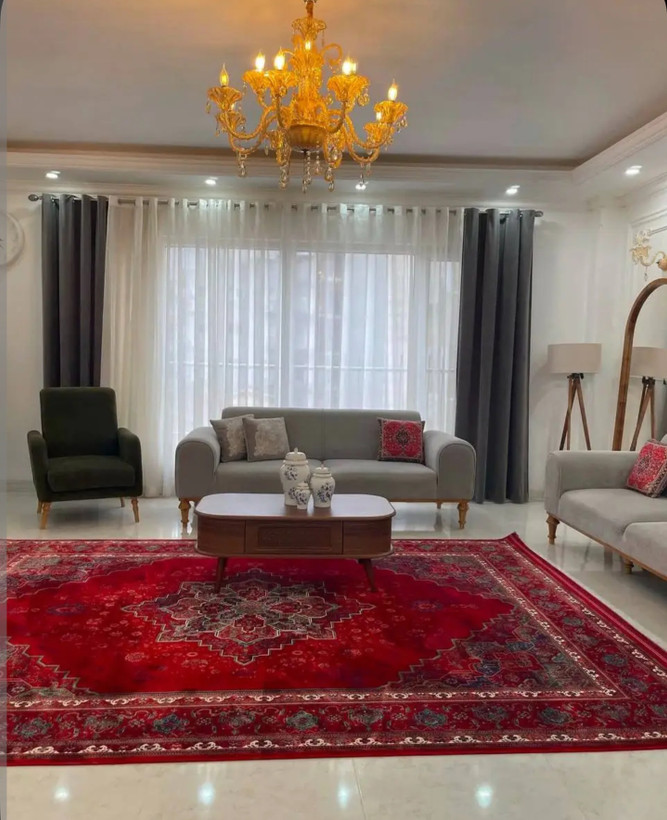فرش تهران مدل هریس لاکی سبز ۱۲۰۰ شانه ۳۶۰۰ تراکم