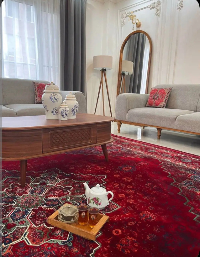 فرش تهران مدل هریس لاکی سبز ۱۲۰۰ شانه ۳۶۰۰ تراکم