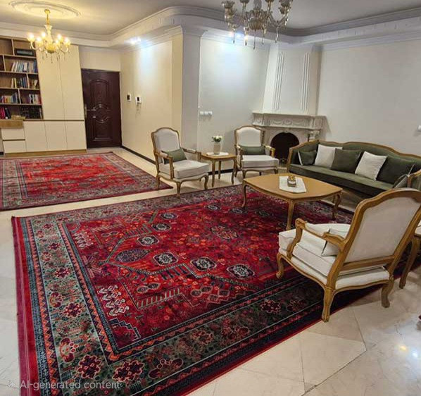فرش تهران مدل درختی لاکی سبز ۱۲۰۰ شانه ۳۶۰۰ تراکم