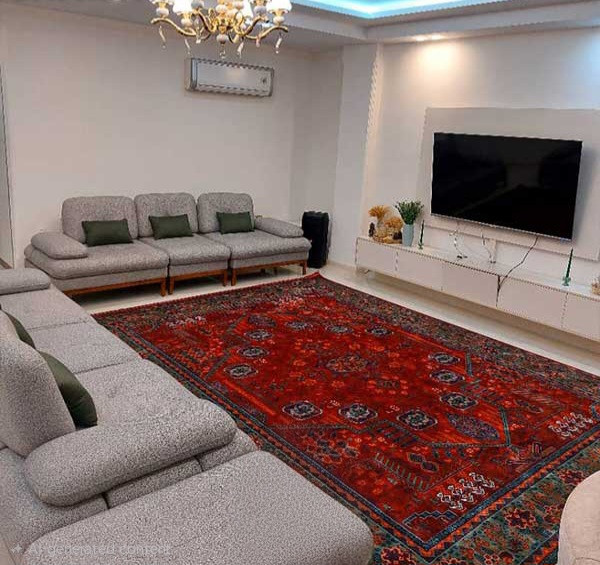 فرش تهران مدل درختی لاکی سبز ۱۲۰۰ شانه ۳۶۰۰ تراکم