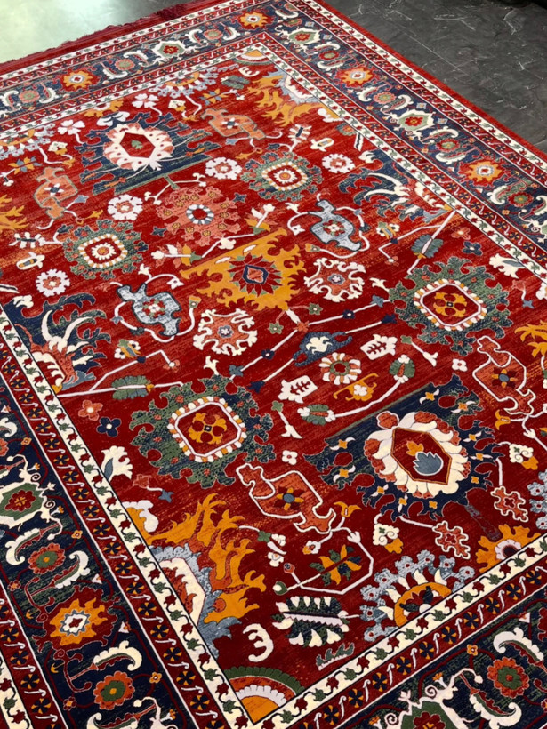 فرش تهران مدل روناک لاکی پرتقالی ۱۲۰۰ شانه ۳۶۰۰ تراکم
