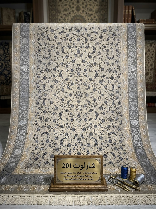 فرش تندیس کاشان کلکسیون دریا شارلوت ۲۰۱ شانه ۷۰۰ تراکم ۲۵۵۰